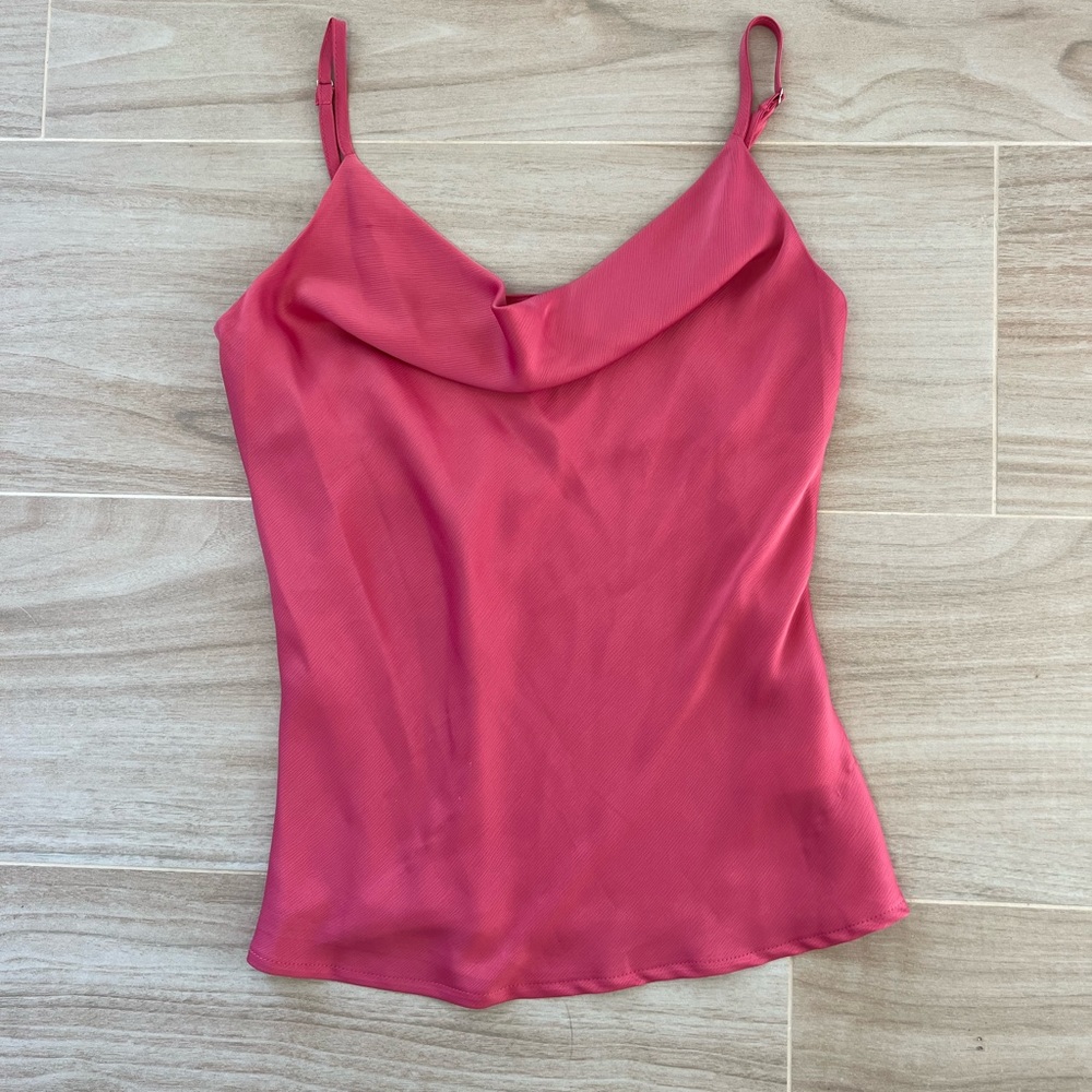 Glam Pink Silk Cow Neck Tank Top